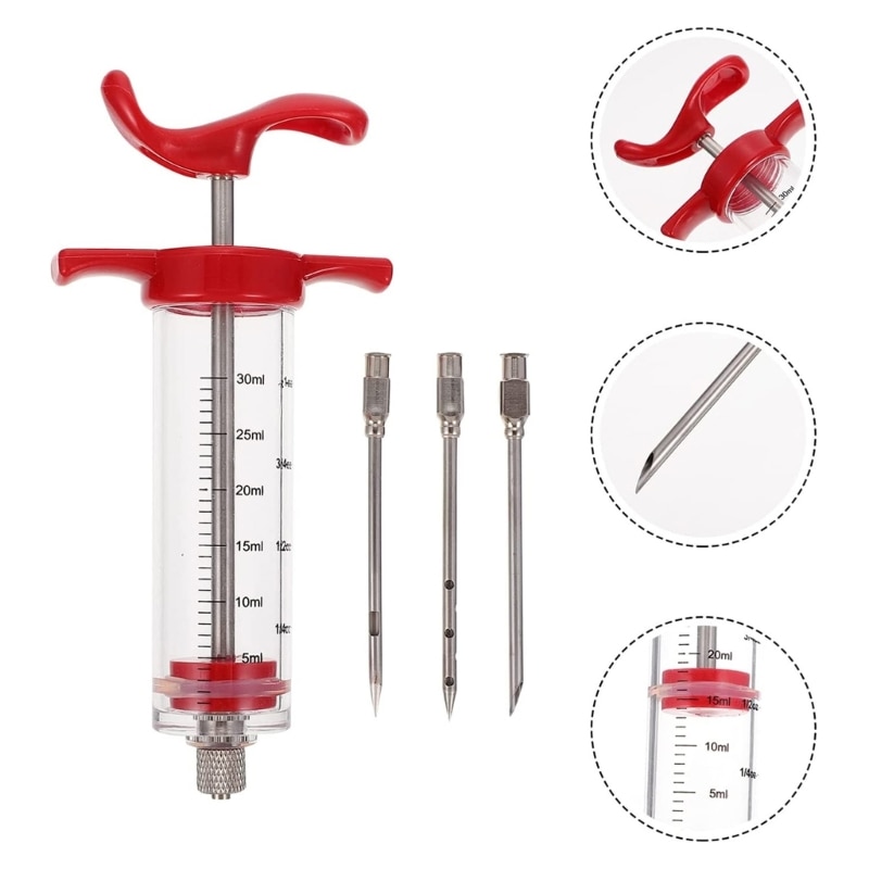 BBQ Meat Syringe Marinade Injector With Needle Cooking Tools Kitchen Gadget
